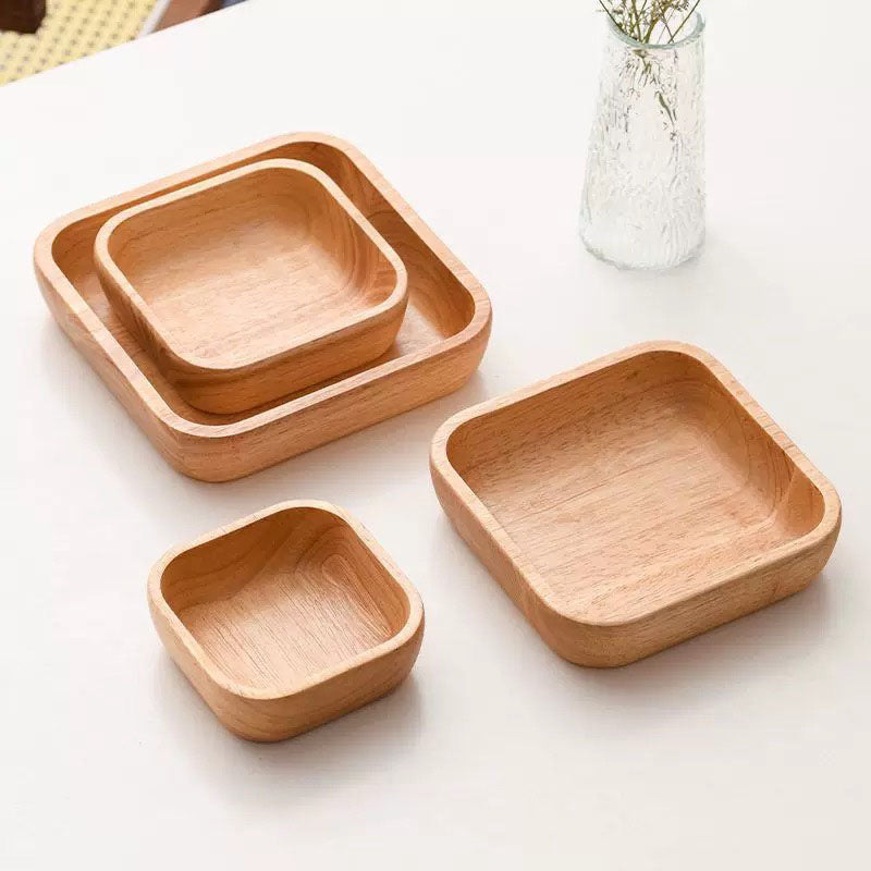 Personalized Wooden Catch-all Tray - Custom Engraved Square Wood Serving Bowl for Keys, Jewelry & Snacks