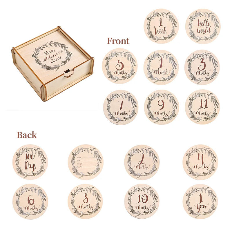 Baby Milestone Markers - Personalized Wooden Milestone Discs, Custom Monthly Age Discs, Newborn Photography Props