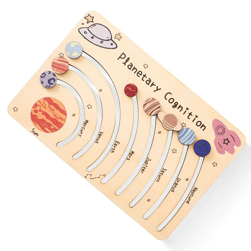 Personalized Wooden Solar System Puzzle - Montessori Planetary Cognition Board for Toddlers - Custom Engraved Space Learning Toy