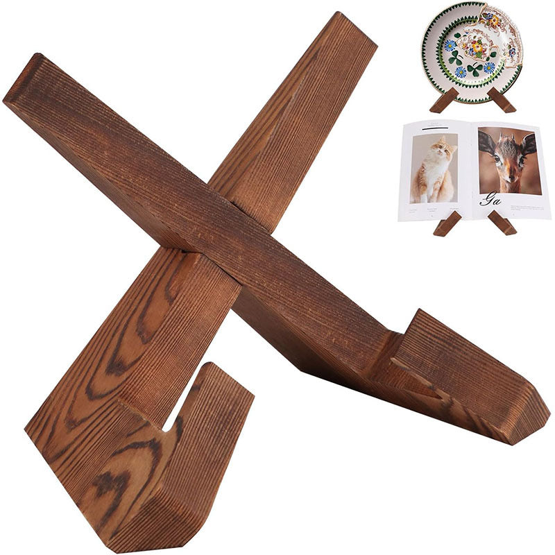 Home Decor Sculpture - Universal X-Frame Wooden Stand for Tablets, Books & Photos, Accept Custom Orders