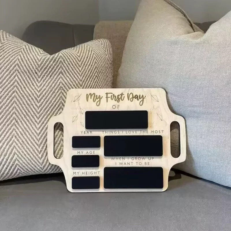 Personalized "My First Day" Wooden Chalkboard Sign - Custom Back to School Milestone Board - Reusable First Day of School Photo Prop