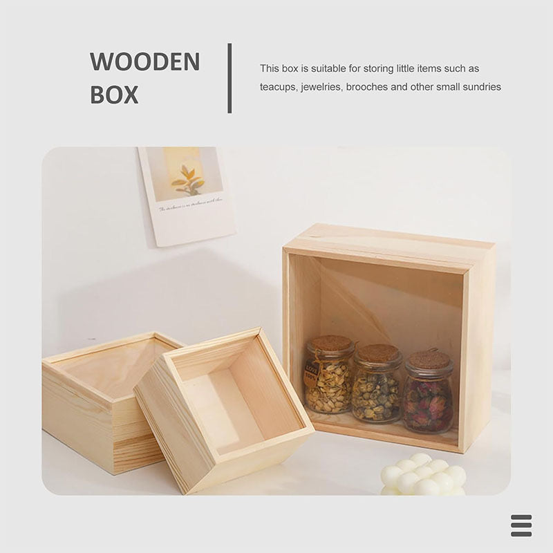 Wooden Storage Box with Clear Acrylic Lid - Natural Wood Display Case for Jewelry, Crafts & Keepsakes, Transparent Top Organizer, Accept Custom Orders