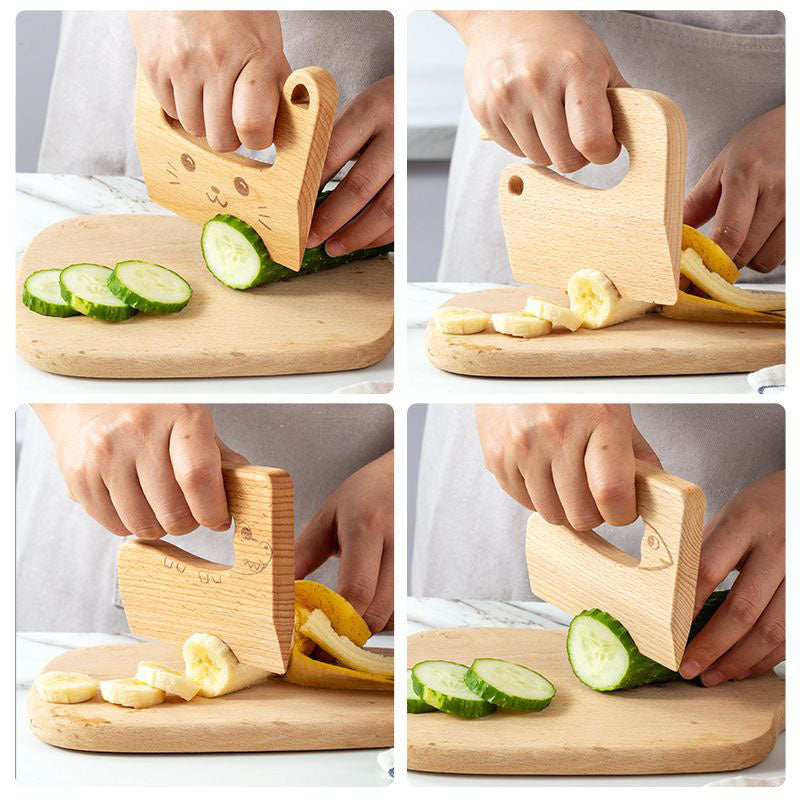 Montessori Wooden Kids Knife for Cooking - Safe Toddler Kitchen Vegetable Cutter