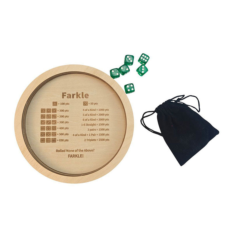 Premium Wooden Farkle Dice Tray Set with Laser Engraved Score Guide for Family Game Night