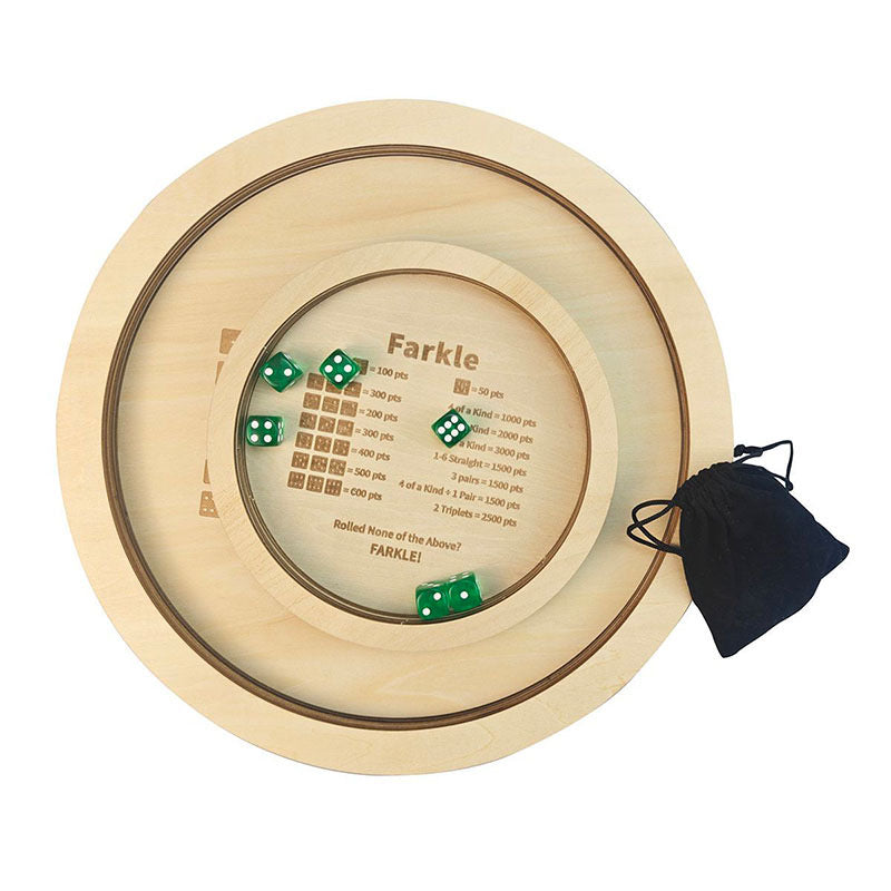 Premium Wooden Farkle Dice Tray Set with Laser Engraved Score Guide for Family Game Night