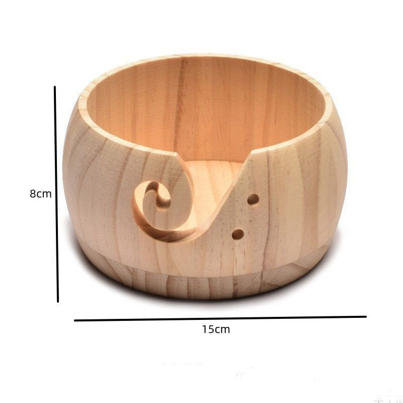 Premium Wooden Yarn Bowl with Lid & Spiral Slot for Knitting and Crocheting