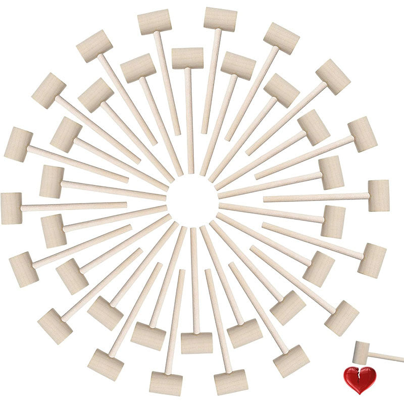 Mini Natural Wooden Mallets for Breakable Chocolate Hearts & DIY Baking Crafts