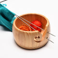 Premium Wooden Yarn Bowl with Lid & Spiral Slot for Knitting and Crocheting