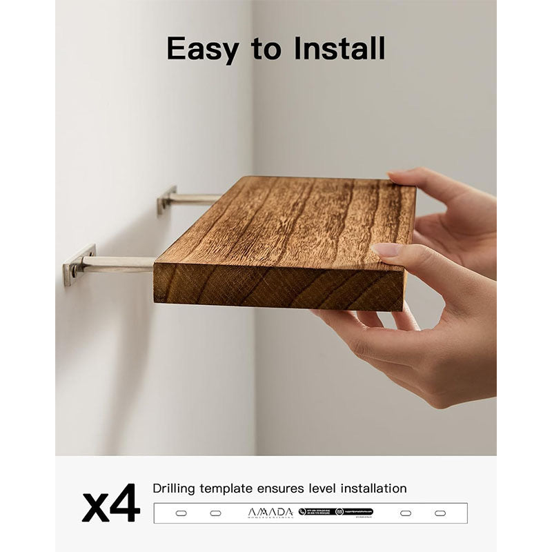 MasterCut ™ Modern Solid Wood Floating Shelves for Wall Decor - Heavy Duty Hidden Bracket Wall Mounted Shelves - Customizable Decorative Display Racks for Living Room, Bathroom & Kitchen