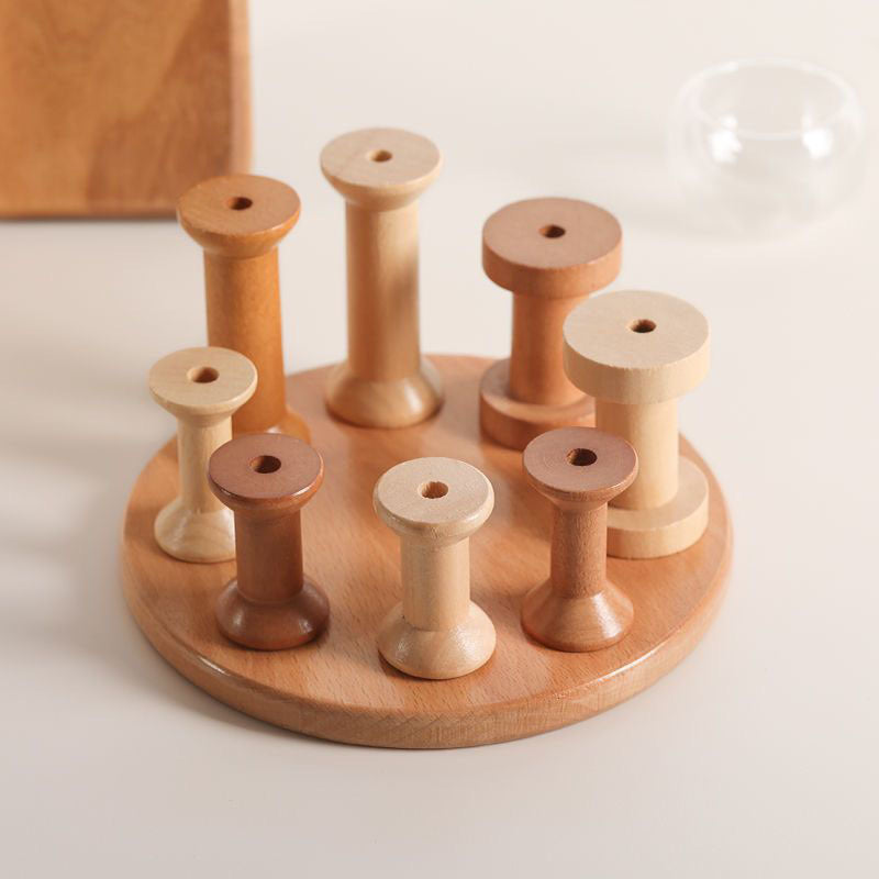 Vintage Empty Wooden Spools for Ribbon, Thread, and Handcrafted Textile Crafts