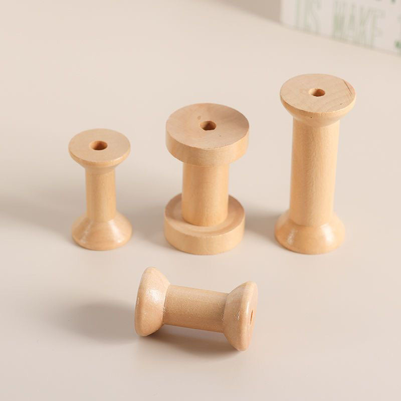 Vintage Empty Wooden Spools for Ribbon, Thread, and Handcrafted Textile Crafts