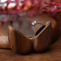 Premium Walnut Heart-Shaped Wooden Ring Box with Hidden Hinge for Proposal & Wedding