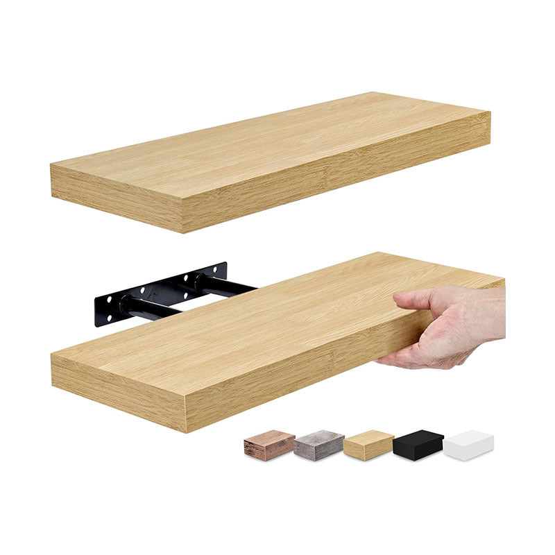 MasterCut ™ Modern Solid Wood Floating Shelves for Wall Decor - Heavy Duty Hidden Bracket Wall Mounted Shelves - Customizable Decorative Display Racks for Living Room, Bathroom & Kitchen