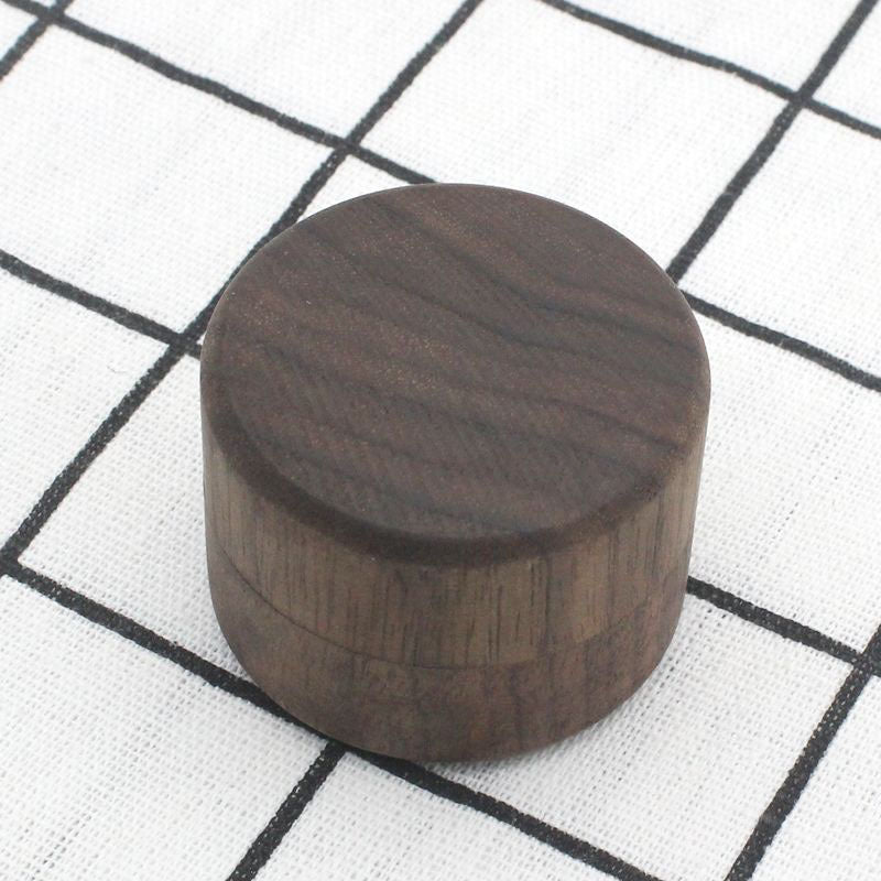 Minimalist Round Solid Wood Jewelry Box with Lift-Off Lid for Rings & Earrings