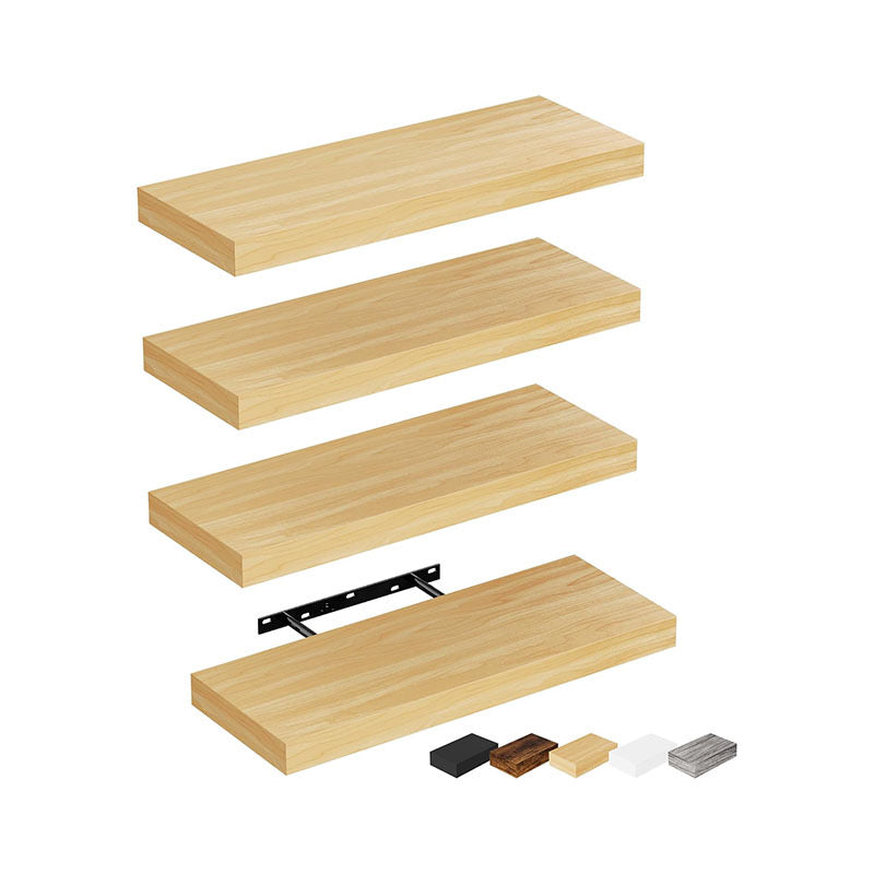MasterCut ™ Modern Solid Wood Floating Shelves for Wall Decor - Heavy Duty Hidden Bracket Wall Mounted Shelves - Customizable Decorative Display Racks for Living Room, Bathroom & Kitchen