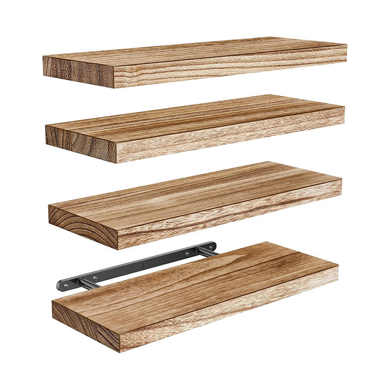 MasterCut ™ Modern Solid Wood Floating Shelves for Wall Decor - Heavy Duty Hidden Bracket Wall Mounted Shelves - Customizable Decorative Display Racks for Living Room, Bathroom & Kitchen