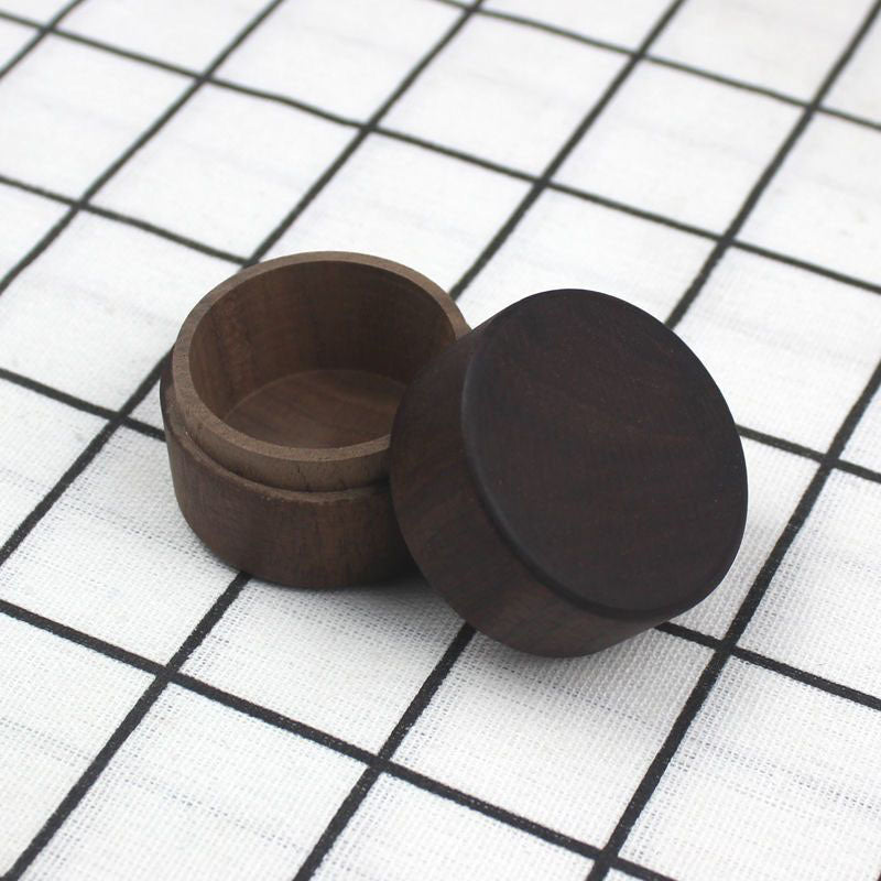 Minimalist Round Solid Wood Jewelry Box with Lift-Off Lid for Rings & Earrings