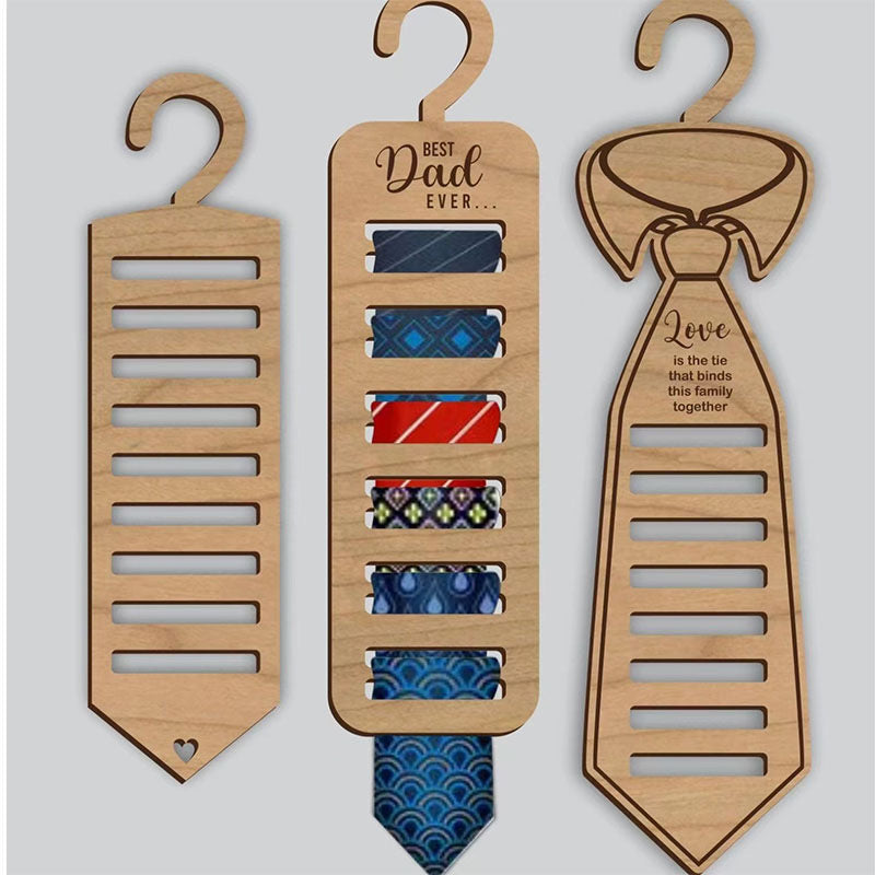 Wooden Tie Organizer for Closet - Professional Necktie Hanger, Space-Saving Belt Rack, Personalized Men's Wardrobe Accessory, Accept Custom Orders