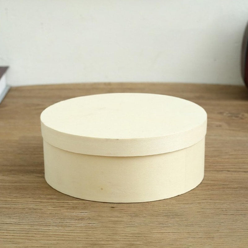 Minimalist Round Natural Wooden Gift Box with Lid for Baking, Crafts & Jewelry