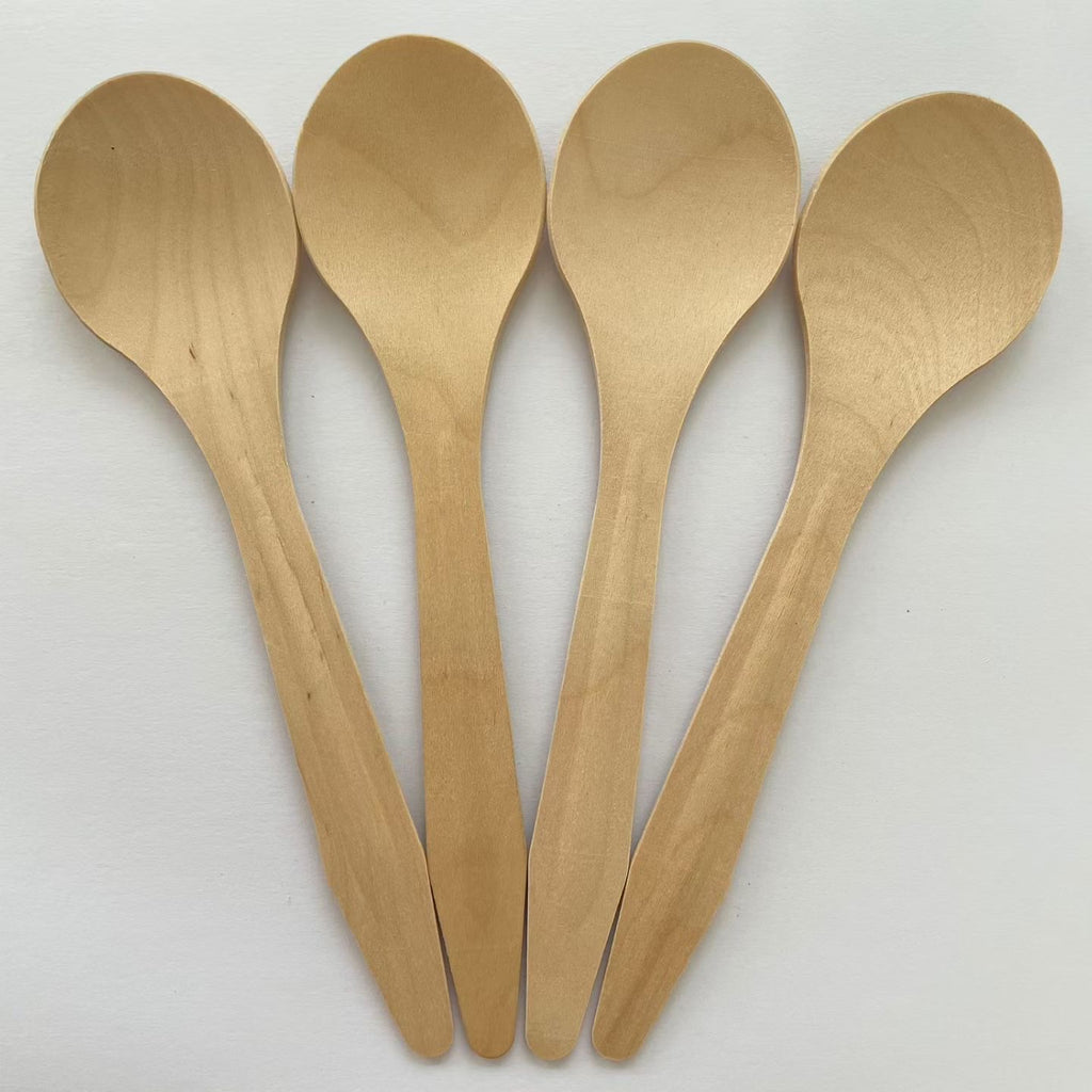 Eco-Friendly Disposable Wooden Spoons - 100% Biodegradable Birch Wood Cutlery - Bulk Compostable Utensils for Parties & Catering