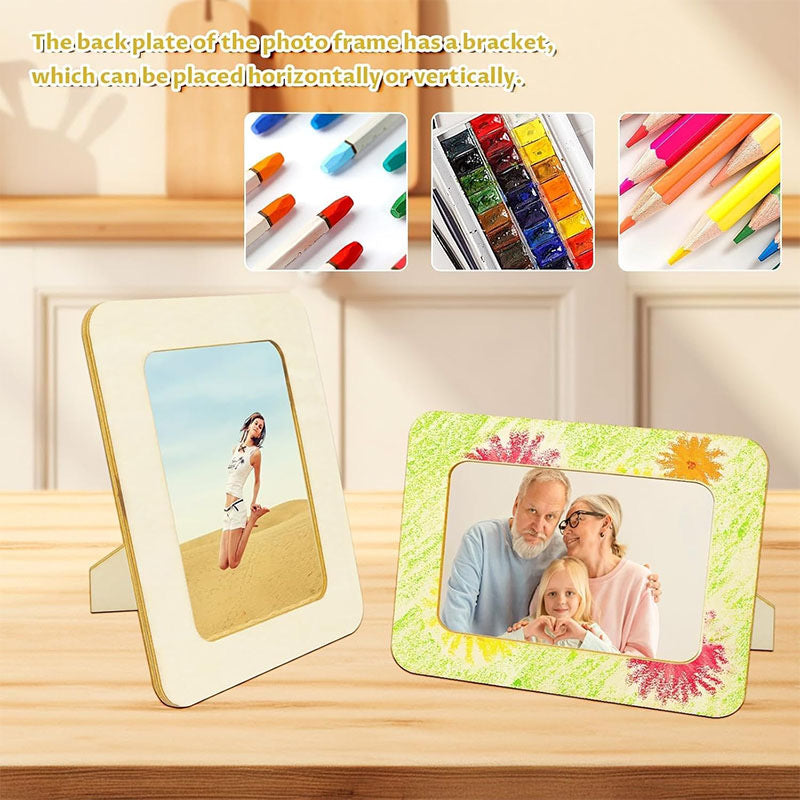 Minimalist U-Shaped Wooden Photo Frame - Desktop Picture Display with Solid Wood Base, Acrylic Photo Holder, Accept Custom Orders