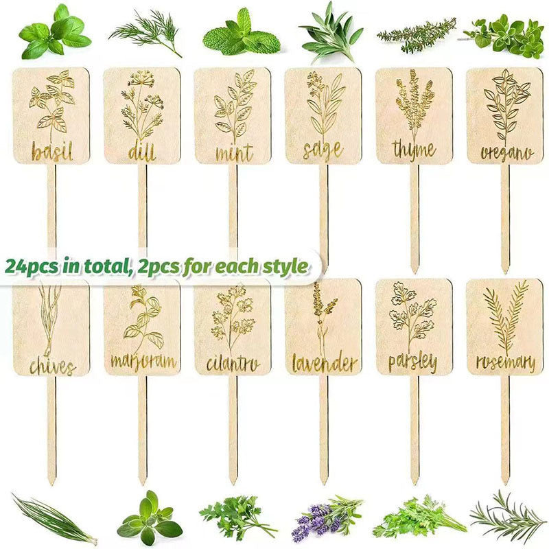 Wooden Plant Markers & Pot Labels - Personalized Garden Stakes, Custom Engraved Herb Sign for Indoor Plants, Accept Custom Orders