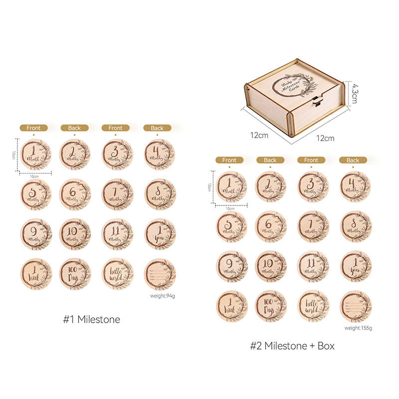 Baby Milestone Markers - Personalized Wooden Milestone Discs, Custom Monthly Age Discs, Newborn Photography Props