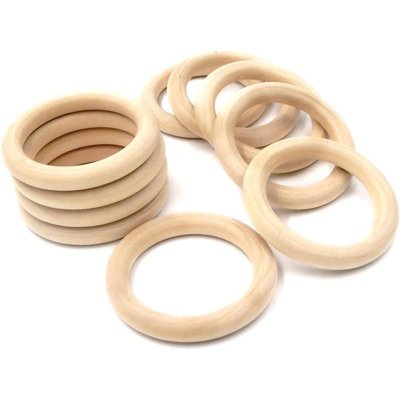 Natural Unfinished Wooden Rings for Macrame Crafts & DIY Jewelry Making