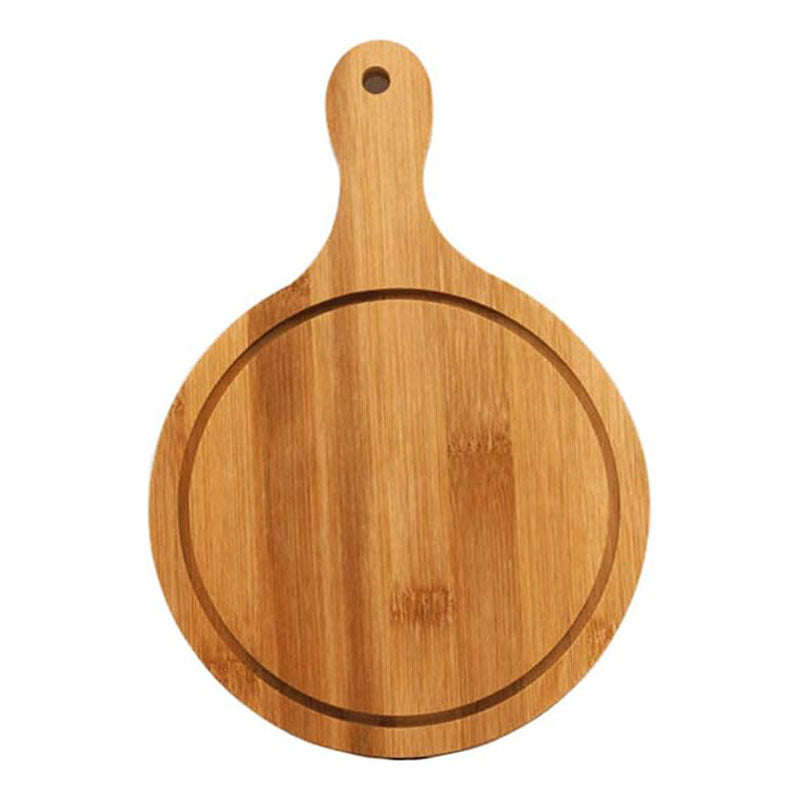 Professional Grade Wooden Pizza Peel with Handle | Customizable Logo Pizza Serving Tray | Round Heavy-Duty Wood Chopping Board for Cafes & Pizzerias