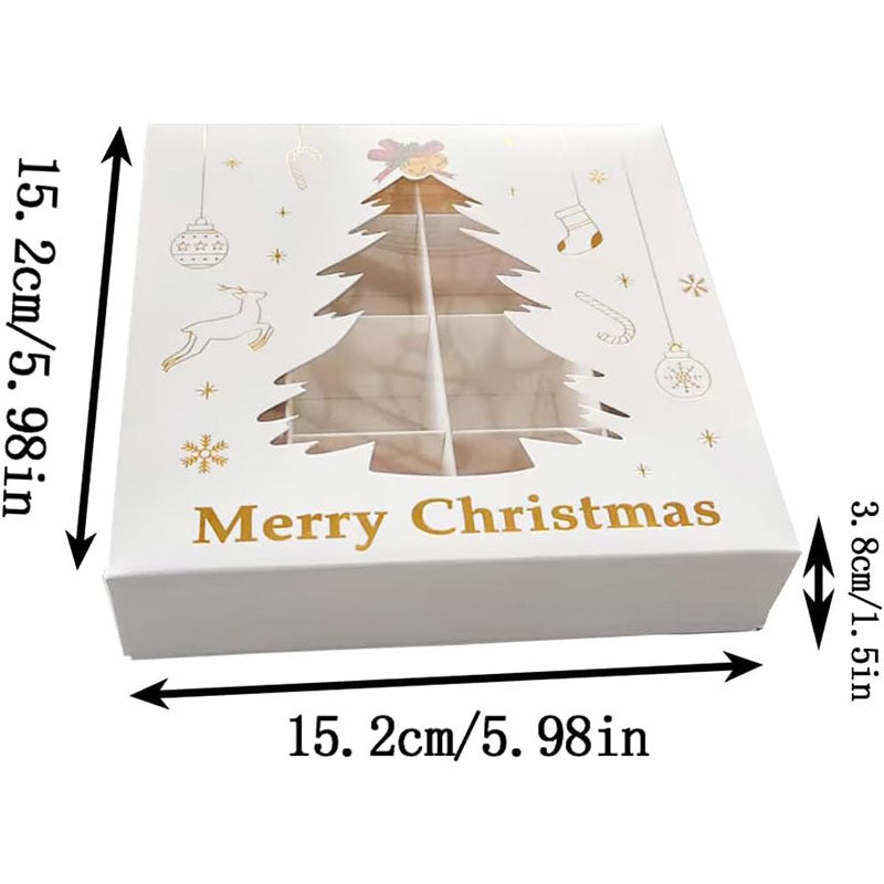 Christmas Chocolate Gift Box with Window & Dividers for Holiday Sweets & Truffles