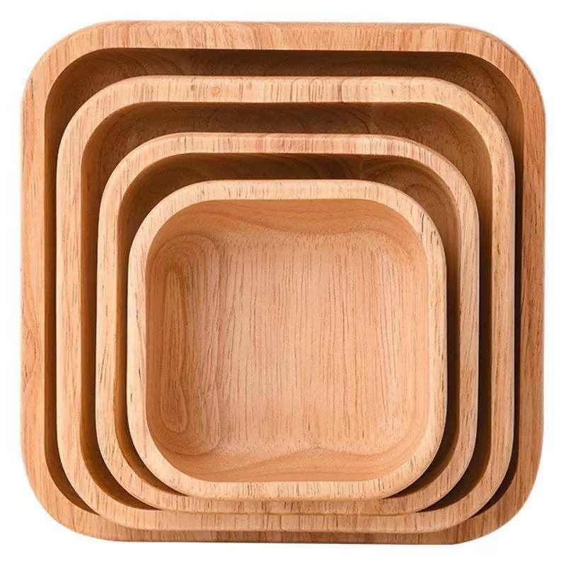 Personalized Wooden Catch-all Tray - Custom Engraved Square Wood Serving Bowl for Keys, Jewelry & Snacks