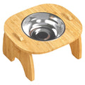 Minimalist wooden Elevated Pet Feeder - Double Bowl Raised Cat & Dog Feeding Station - Eco-Friendly Wooden Stand with Stainless Steel Bowls
