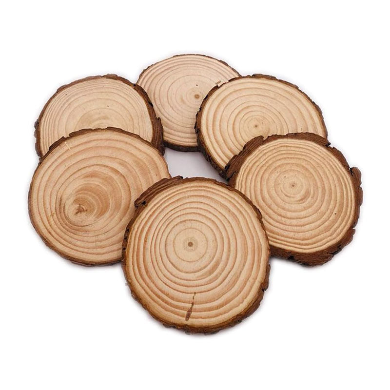 Personalized Natural Wood Slice Coasters - Custom Engraved Rustic Bark Coasters