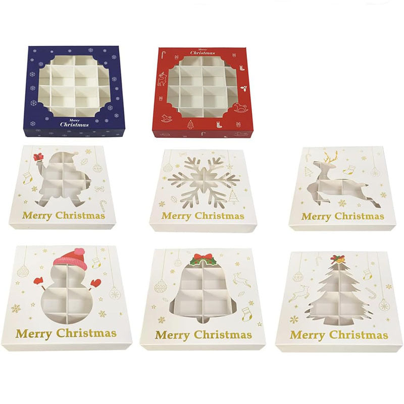 Christmas Chocolate Gift Box with Window & Dividers for Holiday Sweets & Truffles