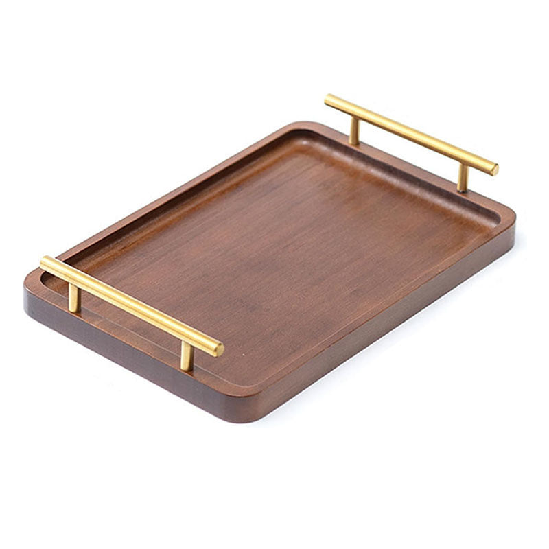 Wholesale Solid Wood Serving Tray with Handles - Custom Engraved Rectangular Wooden Food Tray - Factory Direct Decorative Ottoman Tray for Hotels, Coffee Tables & Breakfast