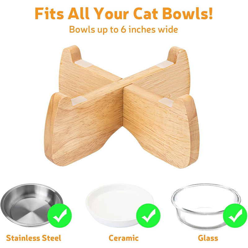 Personalized X-Frame Wooden Dog Bowl Stand - Custom Engraved Elevated Pet Feeder - Minimalist Cross-Assembly Raised Dog & Cat Water Station