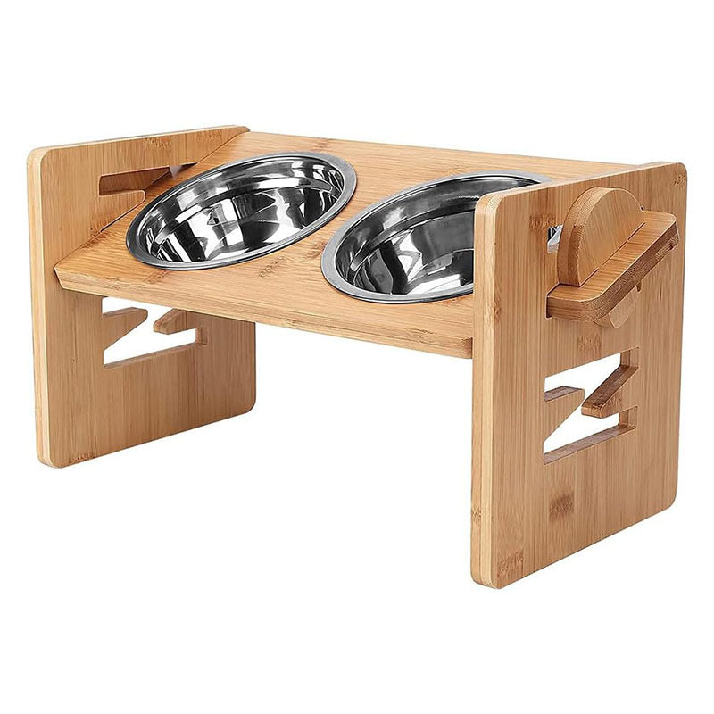 Personalized Adjustable Elevated Dog Bowls - Custom Engraved Name Raised Pet Feeder with 2 Stainless Steel Bowls - Height Adjustable for All Life Stages