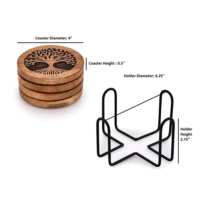 Custom Engraved "Tree of Life" Coaster & Opener Set