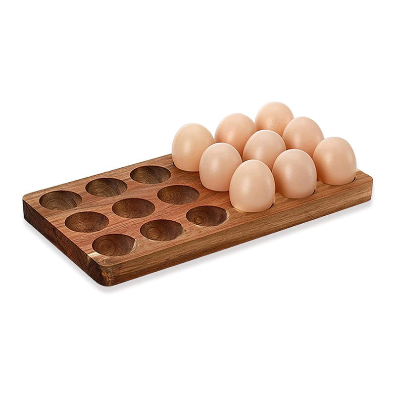 Wholesale Custom Wooden Egg Tray Holder - 12/6 Slot Solid Wood Egg Storage Rack - Factory Direct Farmhouse Kitchen Decor Countertop Organizer