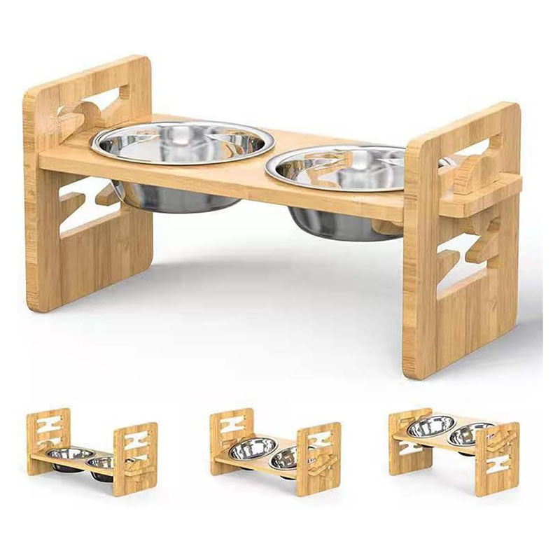 Personalized Adjustable Elevated Dog Bowls - Custom Engraved Name Raised Pet Feeder with 2 Stainless Steel Bowls - Height Adjustable for All Life Stages