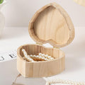 Heart-Shaped Wooden Jewelry Box - Romantic Keepsake Organizer with Hinged Lid, Natural Wood Trinket Box, Accept Custom Orders