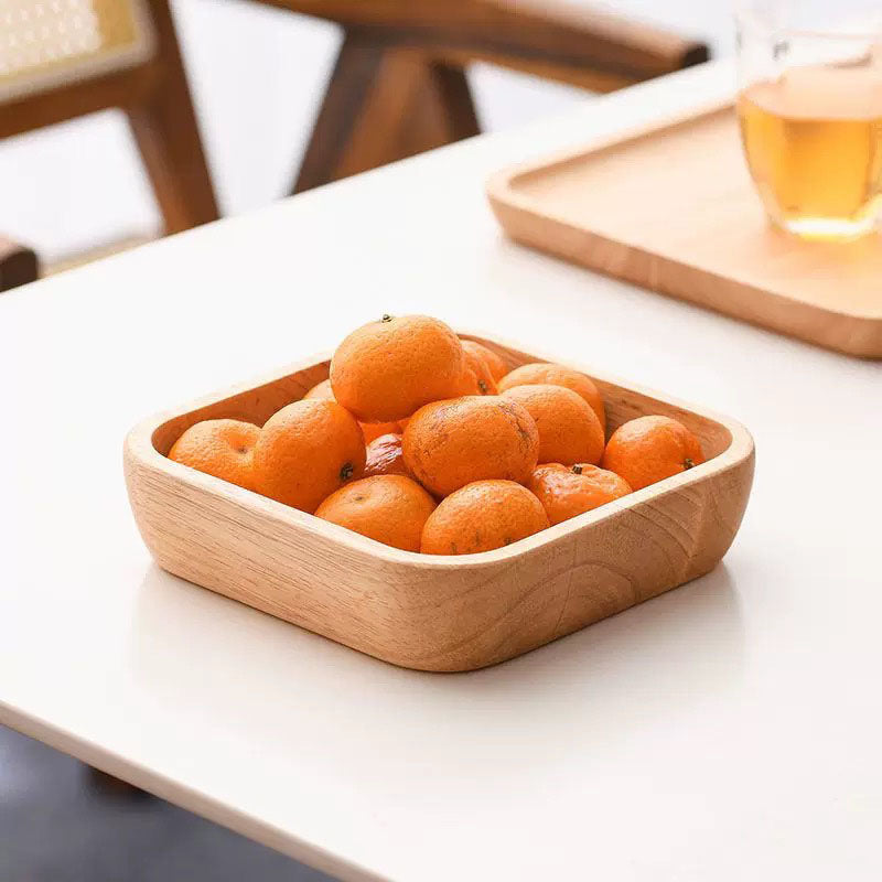 Personalized Wooden Catch-all Tray - Custom Engraved Square Wood Serving Bowl for Keys, Jewelry & Snacks