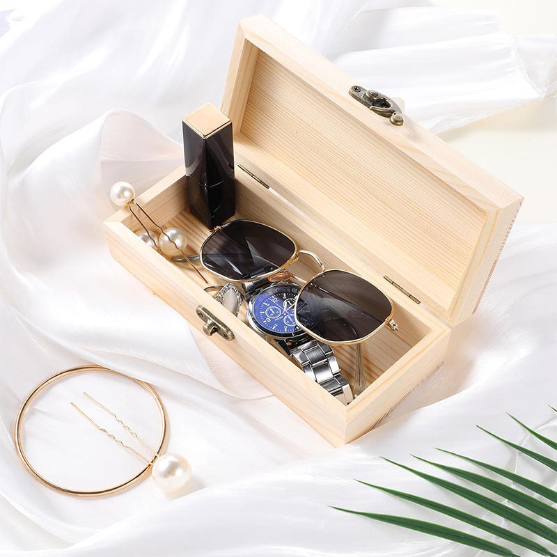 Natural Wood Box with Sliding Lid - Unfinished Wooden Pencil Case & Storage Organizer, Slim Keepsake Box, Accept Custom Orders