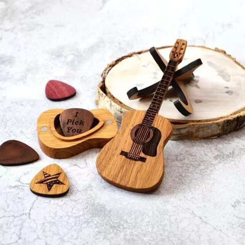 Wooden Guitar Ornament for Music Lovers - Personalized Guitarist Gift, Miniature Wood Guitar Sculpture - Music Studio Decor, Accept Custom Orders