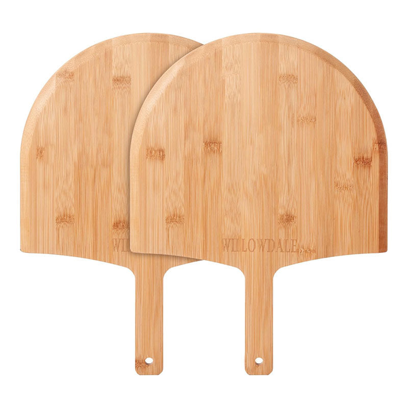 Premium Bamboo/Acacia Pizza Paddle & Charcuterie Board – Round Wooden Serving Platter with Easy-Grip Handle for Pizza, Cheese, and Appetizers