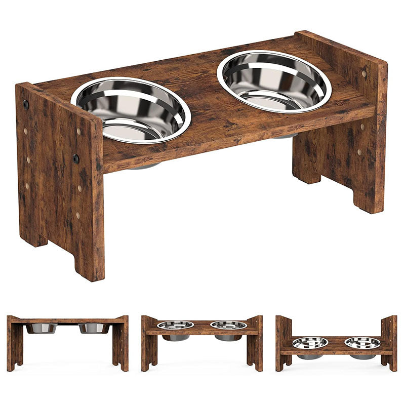 Personalized Adjustable Elevated Dog Bowls - Custom Engraved Name Raised Pet Feeder with 2 Stainless Steel Bowls - Height Adjustable for All Life Stages