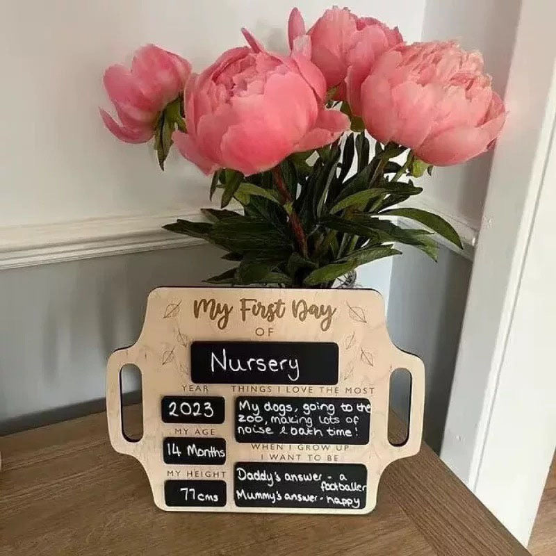 Personalized "My First Day" Wooden Chalkboard Sign - Custom Back to School Milestone Board - Reusable First Day of School Photo Prop