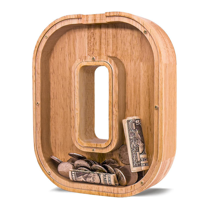Wholesale Custom Alphabet Letter Wooden Piggy Bank - Personalized Clear Acrylic Money Box for Kids - Factory Direct Creative Wood Craft Gift with Custom Logo