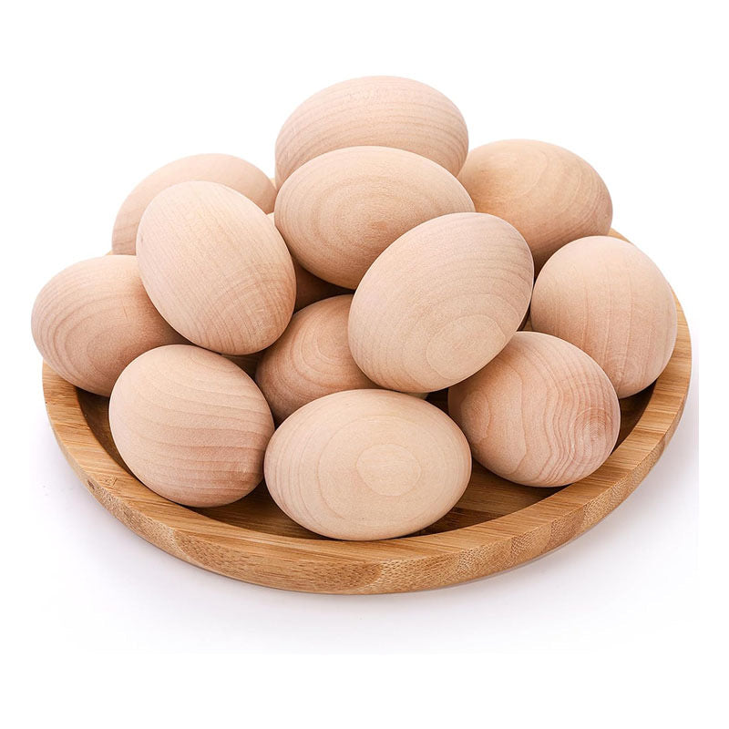 Custom Engraved Wooden Eggs - Personalized Unfinished Faux Eggs for Easter Decor & Sustainable Gift Tags