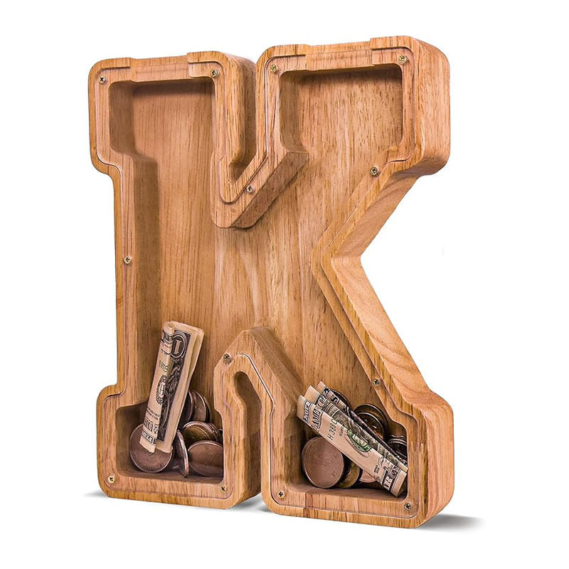 Wholesale Custom Alphabet Letter Wooden Piggy Bank - Personalized Clear Acrylic Money Box for Kids - Factory Direct Creative Wood Craft Gift with Custom Logo